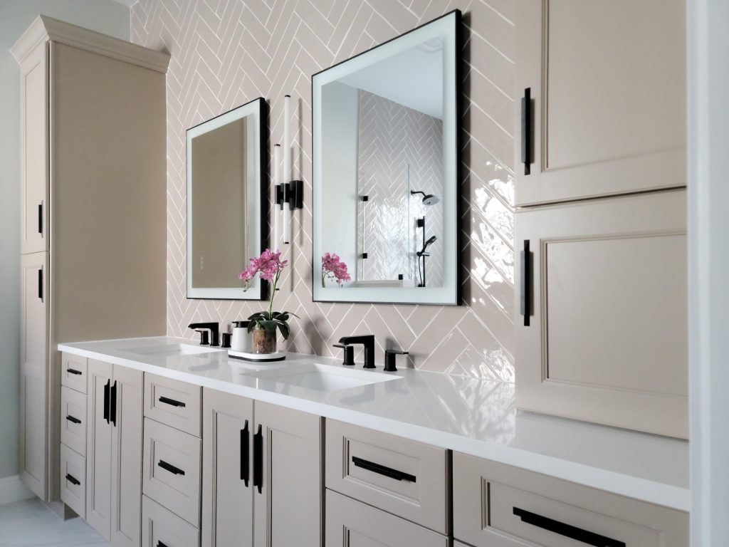 Herringbone Bathroom Remodel by Carr Cabinets